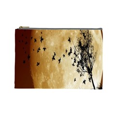 Birds Sky Planet Moon Shadow Cosmetic Bag (large)  by Simbadda