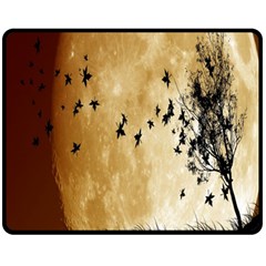 Birds Sky Planet Moon Shadow Fleece Blanket (medium)  by Simbadda