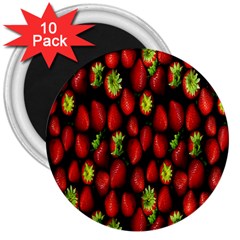 Berry Strawberry Many 3  Magnets (10 Pack)  by Simbadda