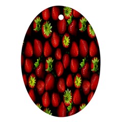 Berry Strawberry Many Oval Ornament (two Sides)