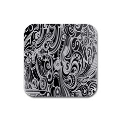 Black White Pattern Shape Patterns Rubber Square Coaster (4 Pack)  by Simbadda