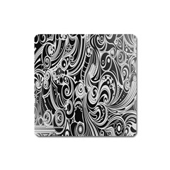 Black White Pattern Shape Patterns Square Magnet by Simbadda