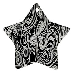 Black White Pattern Shape Patterns Star Ornament (two Sides) by Simbadda