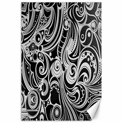 Black White Pattern Shape Patterns Canvas 20  X 30   by Simbadda