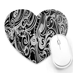 Black White Pattern Shape Patterns Heart Mousepads by Simbadda