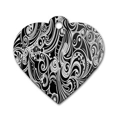 Black White Pattern Shape Patterns Dog Tag Heart (two Sides) by Simbadda