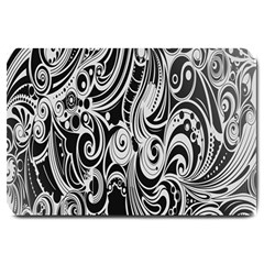 Black White Pattern Shape Patterns Large Doormat  by Simbadda