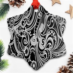 Black White Pattern Shape Patterns Ornament (snowflake) by Simbadda