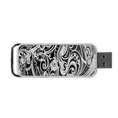 Black White Pattern Shape Patterns Portable Usb Flash (one Side) by Simbadda