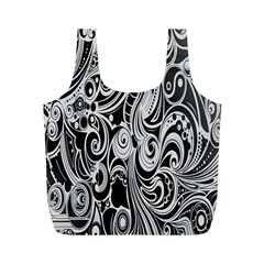 Black White Pattern Shape Patterns Full Print Recycle Bags (m)  by Simbadda