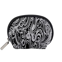 Black White Pattern Shape Patterns Accessory Pouches (small)  by Simbadda