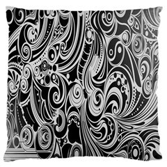 Black White Pattern Shape Patterns Large Flano Cushion Case (two Sides) by Simbadda