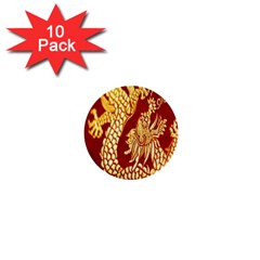 Fabric Pattern Dragon Embroidery Texture 1  Mini Buttons (10 Pack)  by Simbadda