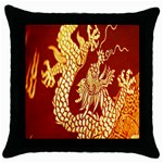 Fabric Pattern Dragon Embroidery Texture Throw Pillow Case (Black) Front