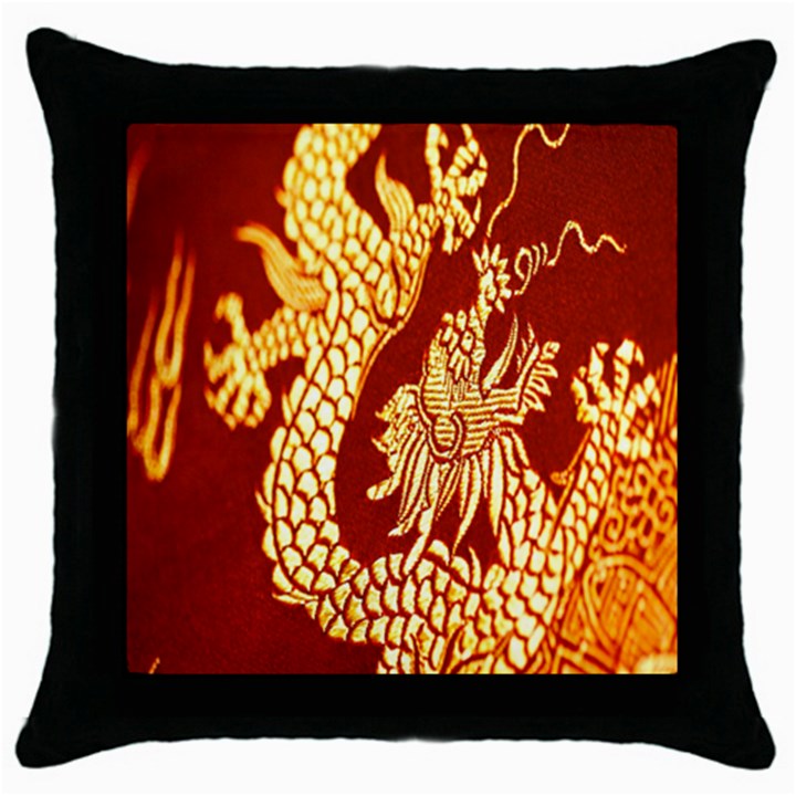 Fabric Pattern Dragon Embroidery Texture Throw Pillow Case (Black)