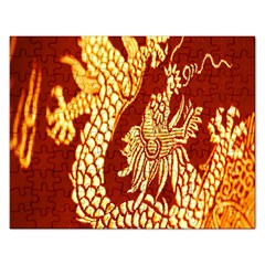 Fabric Pattern Dragon Embroidery Texture Rectangular Jigsaw Puzzl by Simbadda