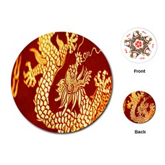 Fabric Pattern Dragon Embroidery Texture Playing Cards (round)  by Simbadda