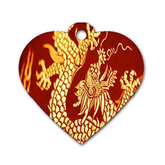 Fabric Pattern Dragon Embroidery Texture Dog Tag Heart (one Side) by Simbadda