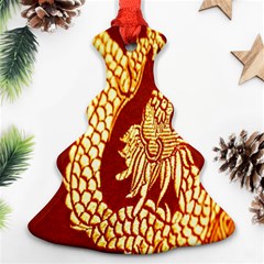 Fabric Pattern Dragon Embroidery Texture Christmas Tree Ornament (two Sides) by Simbadda