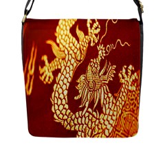 Fabric Pattern Dragon Embroidery Texture Flap Messenger Bag (l)  by Simbadda