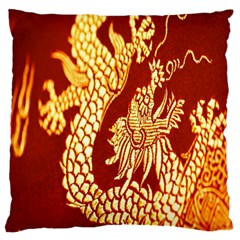 Fabric Pattern Dragon Embroidery Texture Large Flano Cushion Case (two Sides) by Simbadda