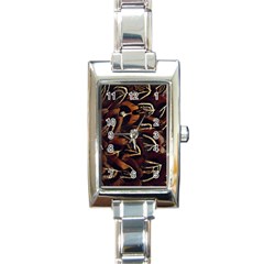 Feathers Bird Black Rectangle Italian Charm Watch by Simbadda