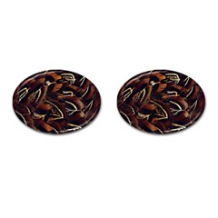 Feathers Bird Black Cufflinks (oval) by Simbadda