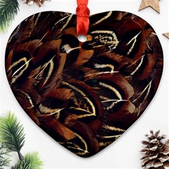 Feathers Bird Black Heart Ornament (two Sides) by Simbadda