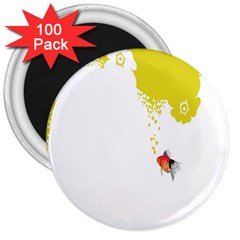 Fish Underwater Yellow White 3  Magnets (100 Pack) by Simbadda