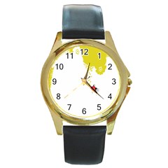 Fish Underwater Yellow White Round Gold Metal Watch by Simbadda