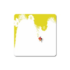 Fish Underwater Yellow White Square Magnet by Simbadda