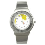 Fish Underwater Yellow White Stainless Steel Watch Front