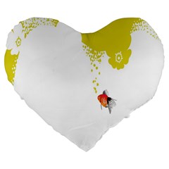 Fish Underwater Yellow White Large 19  Premium Heart Shape Cushions by Simbadda