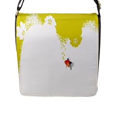 Fish Underwater Yellow White Flap Messenger Bag (l)  by Simbadda