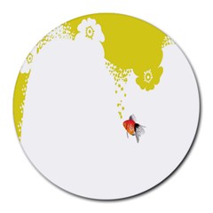 Fish Underwater Yellow White Round Mousepads by Simbadda