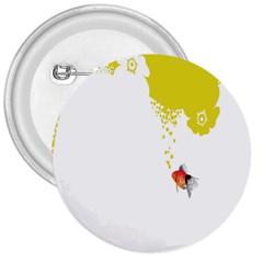 Fish Underwater Yellow White 3  Buttons by Simbadda