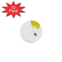 Fish Underwater Yellow White 1  Mini Buttons (10 Pack)  by Simbadda