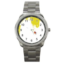 Fish Underwater Yellow White Sport Metal Watch by Simbadda