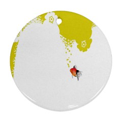 Fish Underwater Yellow White Round Ornament (two Sides)