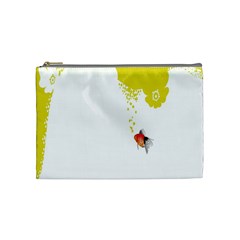 Fish Underwater Yellow White Cosmetic Bag (medium)  by Simbadda