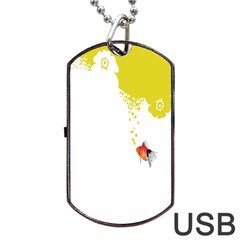 Fish Underwater Yellow White Dog Tag Usb Flash (one Side) by Simbadda