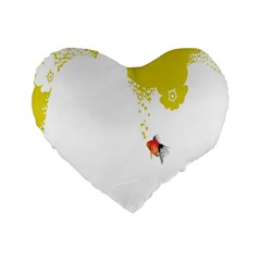 Fish Underwater Yellow White Standard 16  Premium Flano Heart Shape Cushions by Simbadda