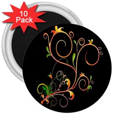 Flowers Neon Color 3  Magnets (10 pack) 