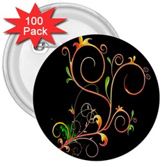 Flowers Neon Color 3  Buttons (100 pack) 