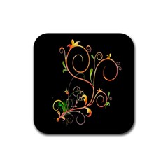 Flowers Neon Color Rubber Coaster (Square) 