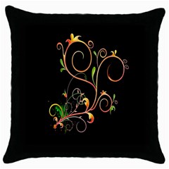 Flowers Neon Color Throw Pillow Case (Black)