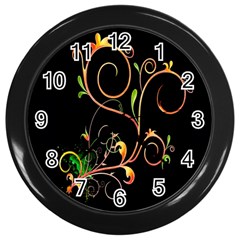 Flowers Neon Color Wall Clocks (black) by Simbadda