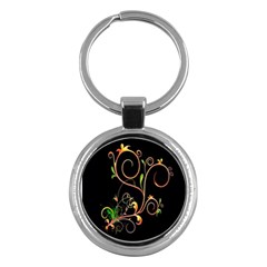 Flowers Neon Color Key Chains (Round) 