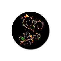 Flowers Neon Color Rubber Round Coaster (4 Pack)  by Simbadda