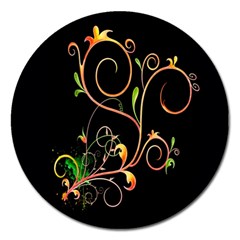 Flowers Neon Color Magnet 5  (Round)